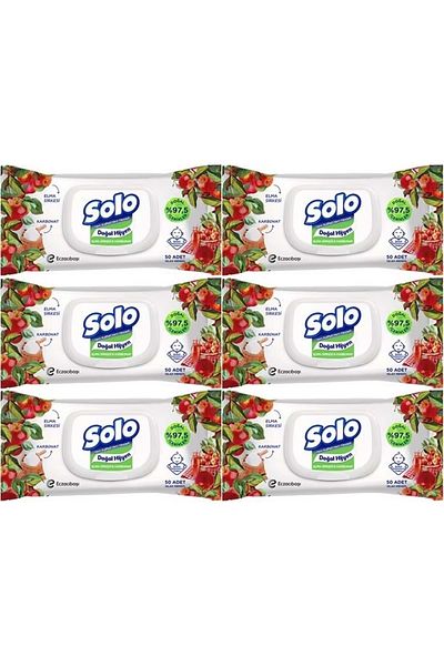 Solo Wet Towel Wipes 50 Sheets Apple Cider Vinegar & Baking Soda (Set of 6) (2Pk*3) 300 Sheets