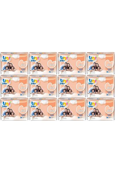 Uni Baby Wet Towel Wipes Family 52 Sheets (Set of 36) 1872 Sheets (12Pk*3)