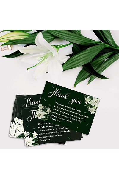 BeYumi Set of 50 BeYumi funeral greeting cards with envelopes, paper, multicolor, 11.9 x 7.9 cm