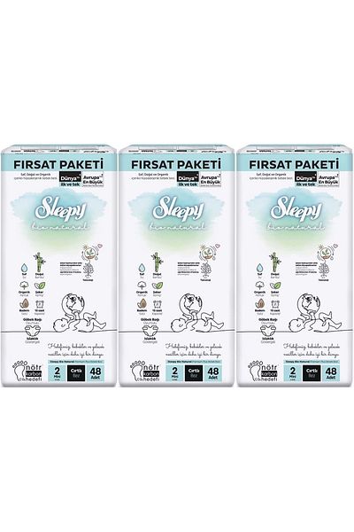 Sleepy Baby Diaper Bio Natural Size:2 (3-6kg) Mini 144 Pieces Monthly Deal Pk