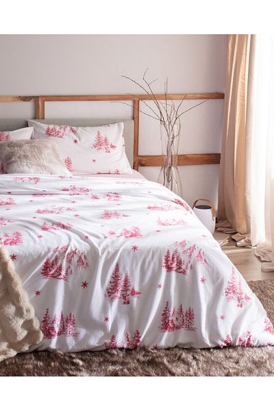 Madame Coco Faon Bettwäsche-Set, Doppelbett, Flanell, 100 % Baumwolle, Rot