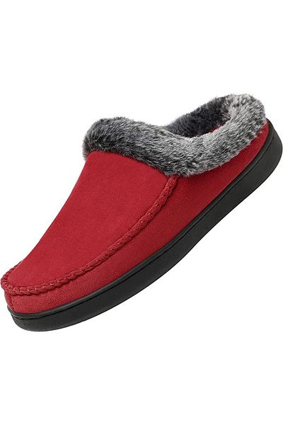 MISHANSHA Mishansha fur winter slippers, textile/rubber, red/gray, 37