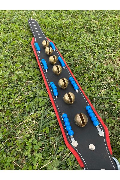 Sürmeli Tasma Kangal Dog Collar - Genuine Leather - with 7 Bells - Wide