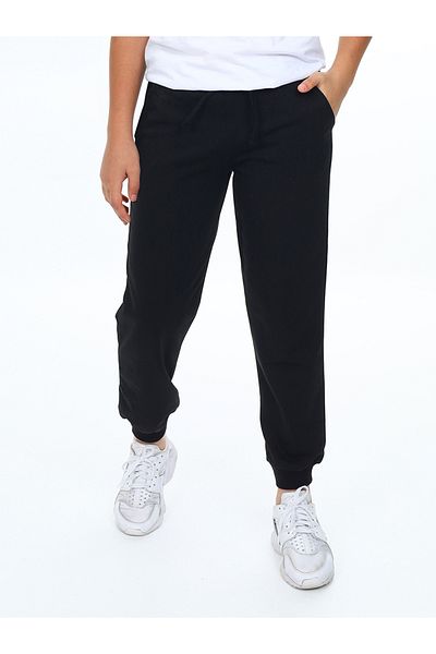 Denokids Pantaloni de sport negri de bază unisex fete băieți