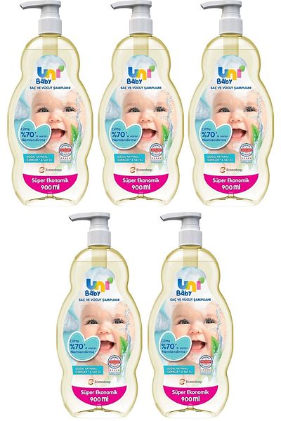 Uni Baby Baby Hair and Body Shampoo 900ml Classic (with Pump) (Set of 5)