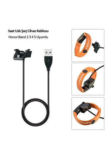 Techmaster Honor Band 2 3 4 5 Pro Saat Usb Şarj Cihazı Kablosu