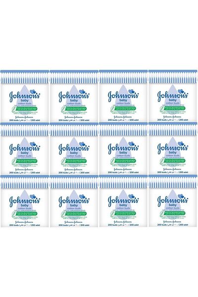 Johnson's جونسون - مسحات تنظيف الأذن للأطفال 200 قطعة (مجموعة من 12 قطعة)
