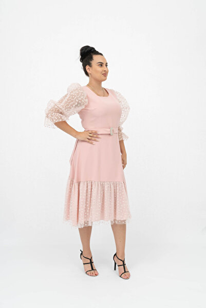 Gorgeaux Rochie Roz Pal Eleganta cu Curea Carla - S(36)
