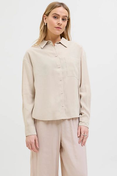 JJXX Jjxx Women's Long Sleeve Shirts Beige - Relaxed Fit