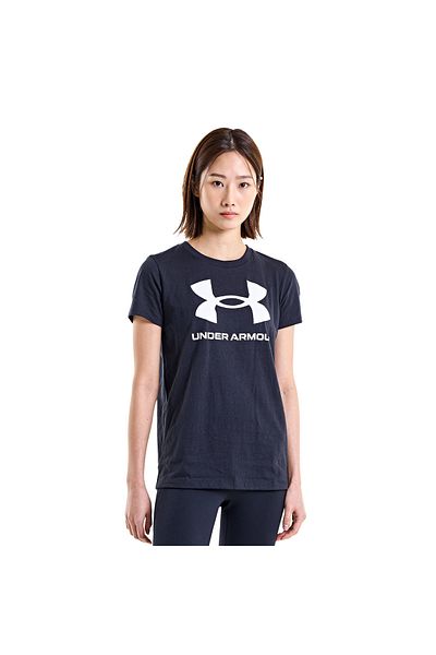 Under Armour Γυναικείο μαύρο μπλουζάκι με λαιμόκοψη με λογότυπο 1356305 -001
