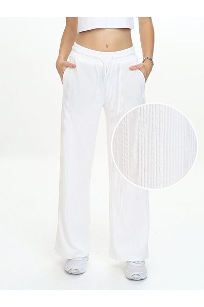 Denokids Ecru Basic-Jogginghose für Mädchen mit weitem Bein
