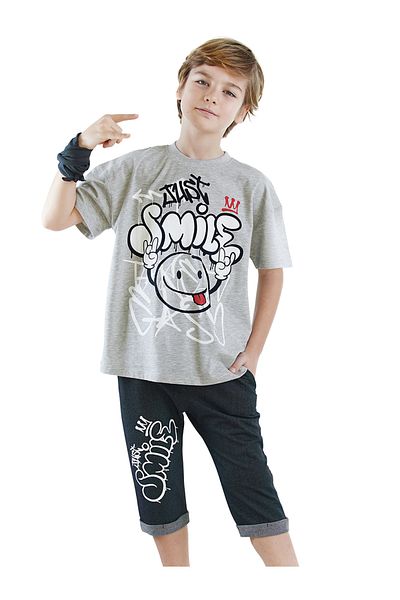 Denokids Just Smile Boy T-Shirt Capri Shorts Set