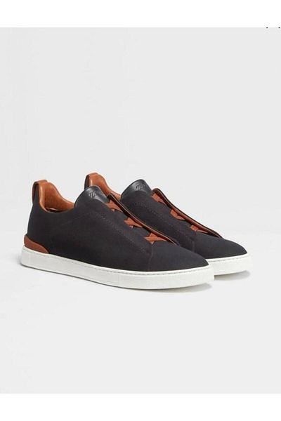 MARCOMEN Men's Leather Sneaker Black Brown and White Brown