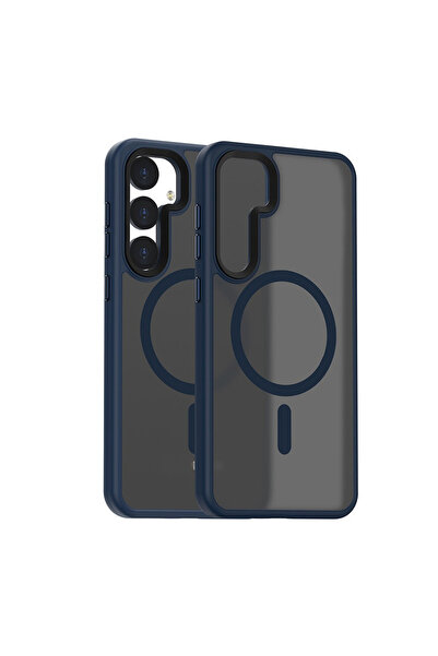 Nettech Samsung Galaxy S25 Plus Compatible Matte Color Magsafe Back Protection Case - Blue