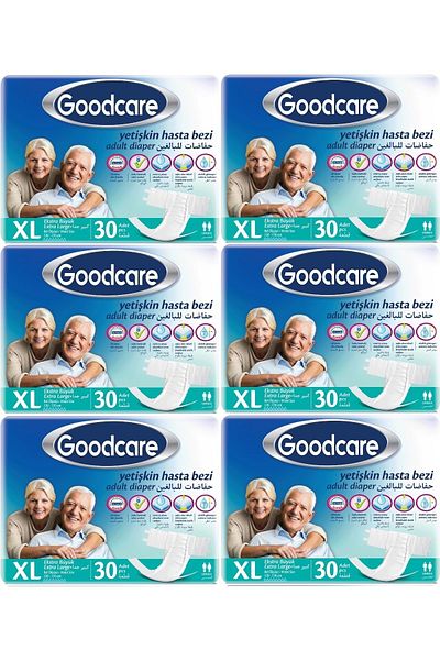 Goodcare Extra Large Patient Diapers - Adult Waistband Textile Surface Xl, 180 Pieces (6Pk*30)
