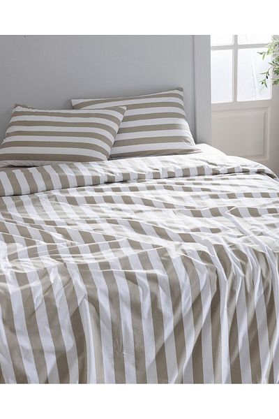 Madame Coco Avignon King Size Bettbezug-Set, 100 % Baumwolle, Ranforce, Bedruckt, Khaki