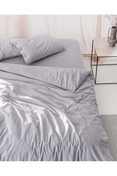 Madame Coco Linda Bettwäsche-Set aus gewaschenem Seersucker, Kingsize, Dunkelgrau