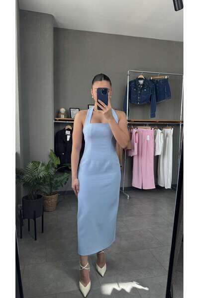 YOUR NAME Boyundan Askılı Midi Elbise