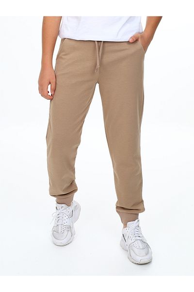 Denokids Beige Basic-Jogginghose für Unisex-Mädchen und Jungen