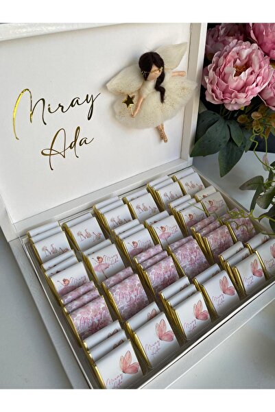 Minemiss Tasarım Kutulu İsme Özel Tasarımlı Kız-Erkek Bebek Çikolatası 60 Ade...