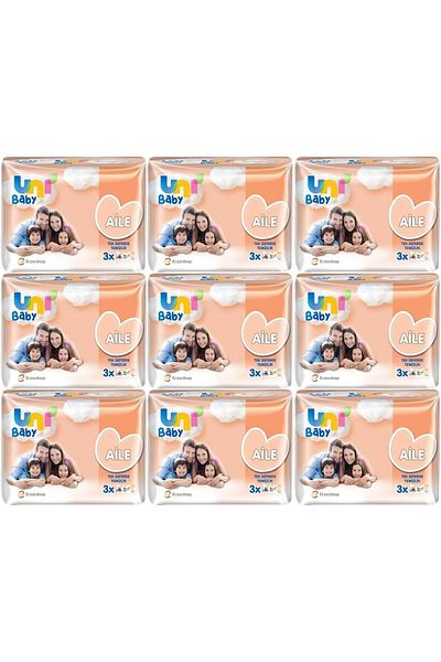 Uni Baby 52 Sheets Wet Towel Wipes Family 1404 Sheets (9Pk*3)