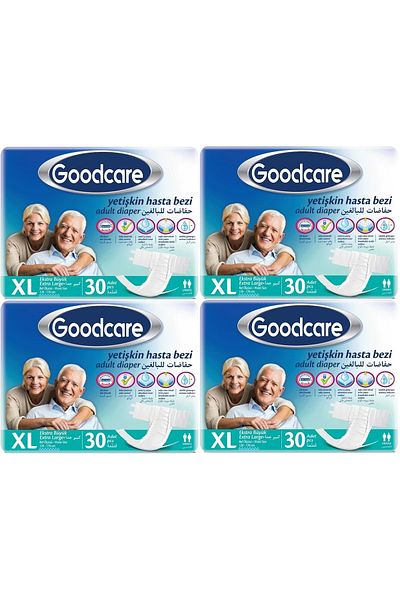 Goodcare Adult Waistband Diapers - XL Extra Large, 120 Pieces (4Pk*30), Textile Surface