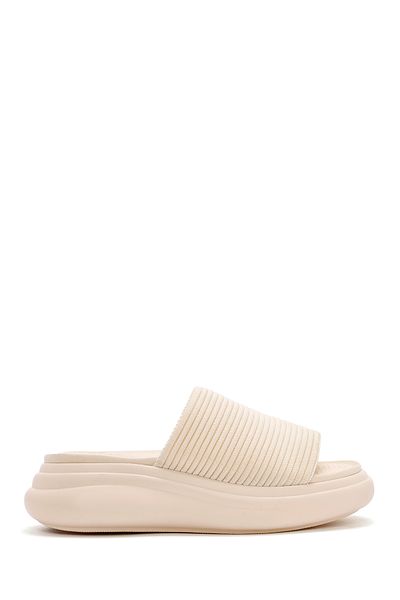 Derimod Beige Women's Slippers - Thick Soled Fabric 24SFD18136f