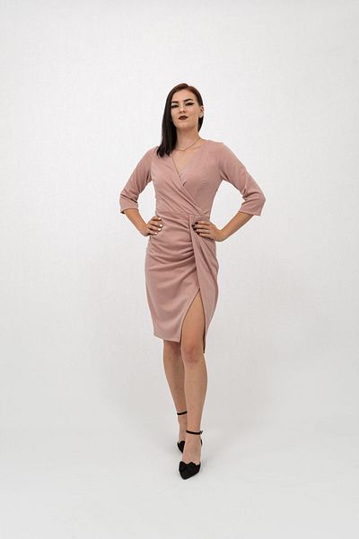 Gorgeaux Rochie Roz Pal cu Detalii Sclipitoare Esra - S(36)