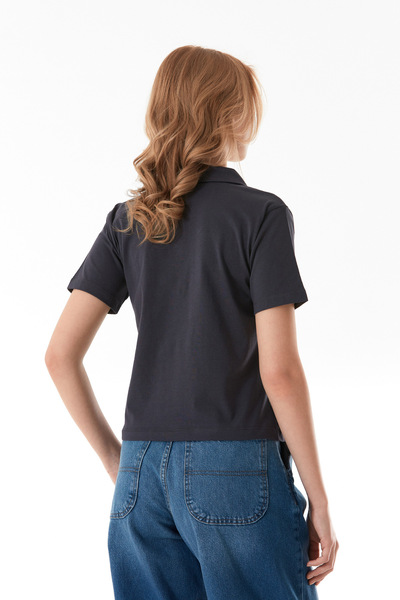 Fulla Moda Μπλουζάκι με γιακά πόλο με στάμπα Min Min