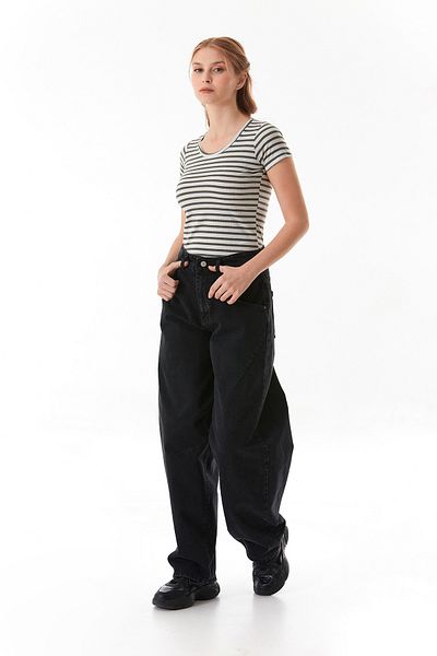 Fulla Moda Baggy Jean with Buckle Waist
