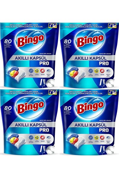 Bingo Akıllı Kapsül Pro Bulaşık Makinesi Deterjanı Tableti 320 Adet Limon Kokulu (4PK*80)