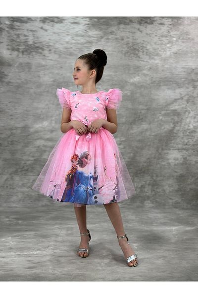 RAPAPA Rochie Elsa pentru fete roz Rochie pentru petrecere de aniversare