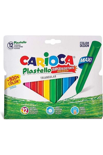 CARIOCA 12-Piece Jumbo Pastel Crayons - Non-Polluting Triangle Hands, Washable