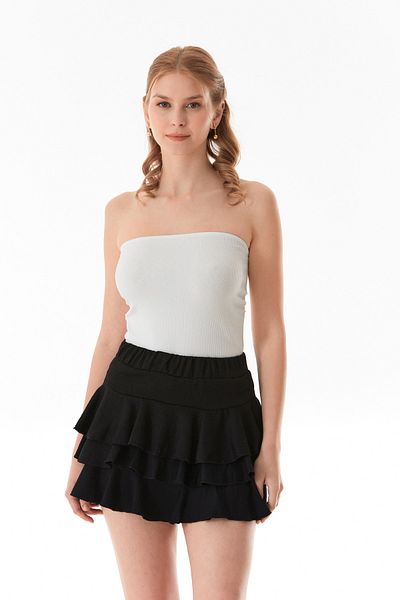 Fulla Moda Basic Strapless Bustier με ντραπέ στα πλαϊνά