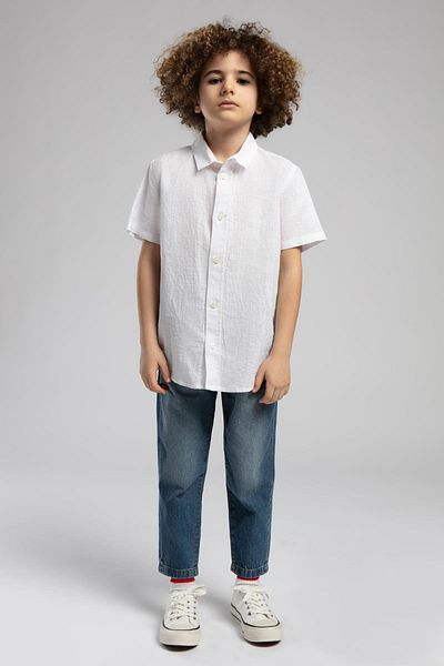 Lee Cooper Alexandre Boy's Short Sleeve Shirt White