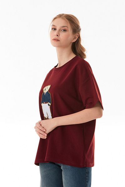 Fulla Moda Tricou oversize cu ursuleț brodat