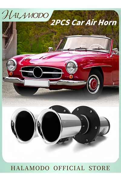 HALAMODO 2PCS Car Air Horn Set Classical Car Horn 12V Vintage Horn Old Style Loud Ahooga Horn Car Electrical