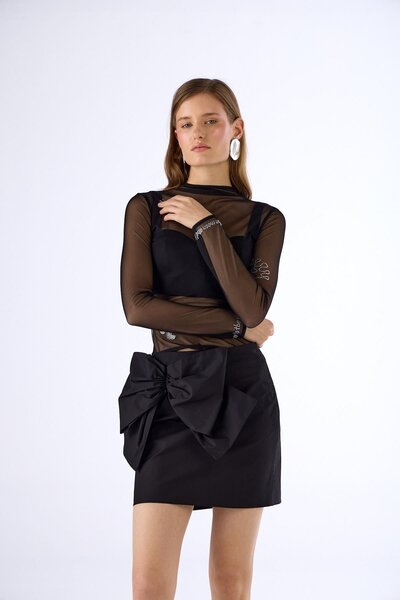 NOK İSTANBUL Ribbon Belle Mini Etek Siyah