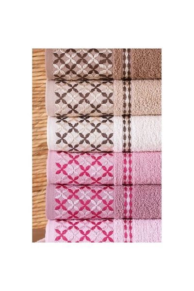 Kotonia Home Set of 6 Towels - Family Carry, 100% Cotton, 50x90 Cm, Multicolor