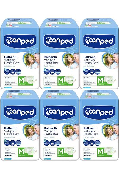 Canped Adult Waistband Diapers - Medium-M Medium Size, 54 Pieces (6Pk*9)