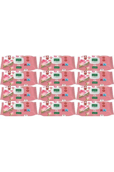 Komili Wet Towel Wipes 90 Sheets Rose Scented (Set of 12) with Practical Cover (1080 Sheets)