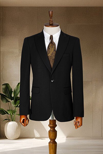 Sergio Ferraro Jachetă pentru bărbați, în stil italian, cu textura neagră