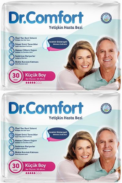 Dr.Comfort Adult Patient Diapers - Textile Surface, Waistband, m Medium Medium 60 Pieces