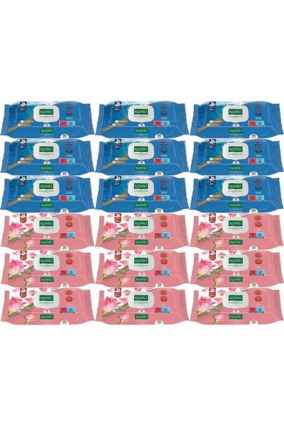 Komili Wet Towel 90 Sheets, Set of 18 (Ocean Breeze-Rose Scented)