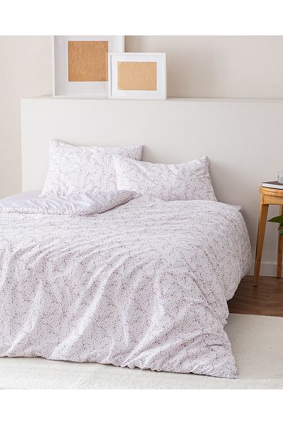 Madame Coco Octave Elastisches Ranforce-Bettbezug-Set mit Print, Kingsize, Violett