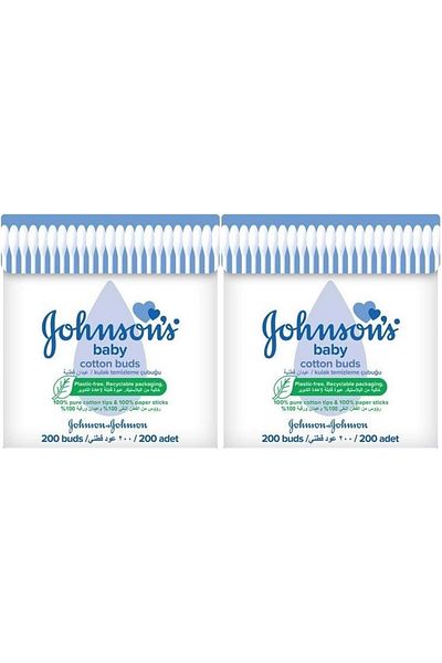 Johnson's جونسون - مسحات تنظيف الأذن للأطفال 200 قطعة (مجموعة من قطعتين)