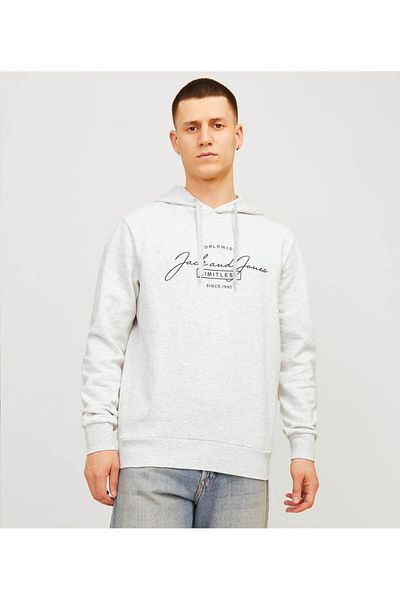 Jack & Jones Λευκό ανδρικό φούτερ - 12256838   Jjferris με κουκούλα