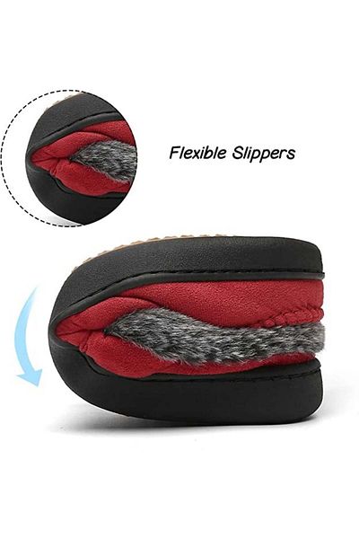 MISHANSHA Mishansha fur winter slippers, textile/rubber, red/gray, 37