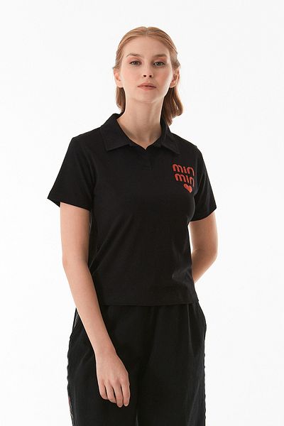 Fulla Moda Min Min Printed Polo Neck T-Shirt