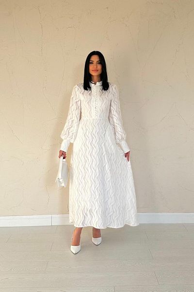 JANES Ecru Belt Detailed Long Dress